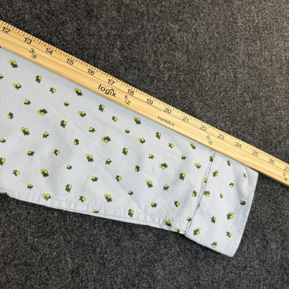 Banana‎ Republic Oxford Untucked Fit Men's L Blue Button Front Shirt Lemon Print